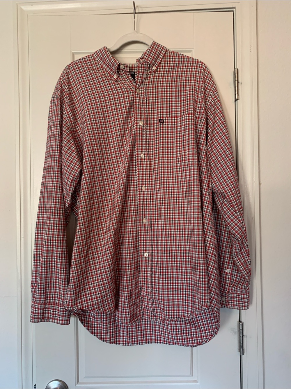 Ralph Lauren Red and White Plaid Button-Down Shirt 100% Cotton Vintage
